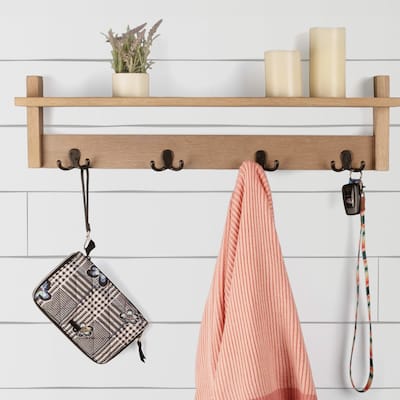 Lavish Home Coat Rack with Shelf - Wall Mount Shelf with 4 Hooks