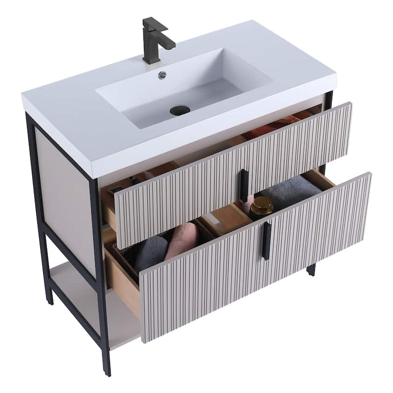 Fine Fixtures Serenity Modern Bathroom Vanity with White Gel Acrylic Top