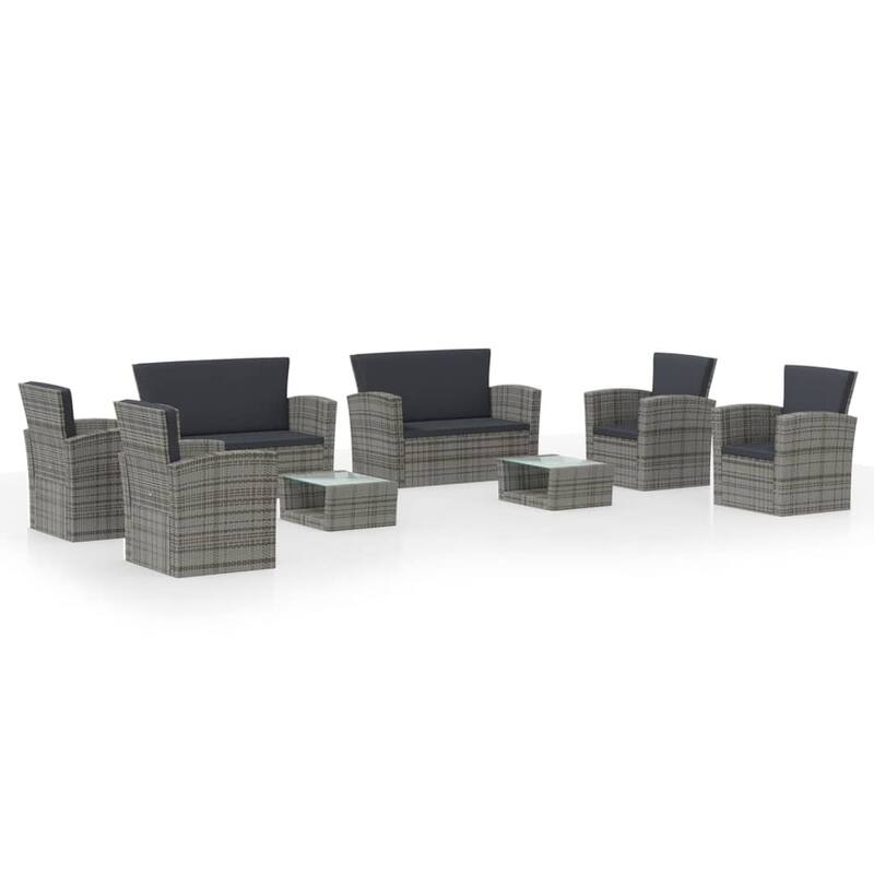 vidaXL Patio Lounge Set Sectional Sofa Set 4 Piece with Cushions Poly Rattan