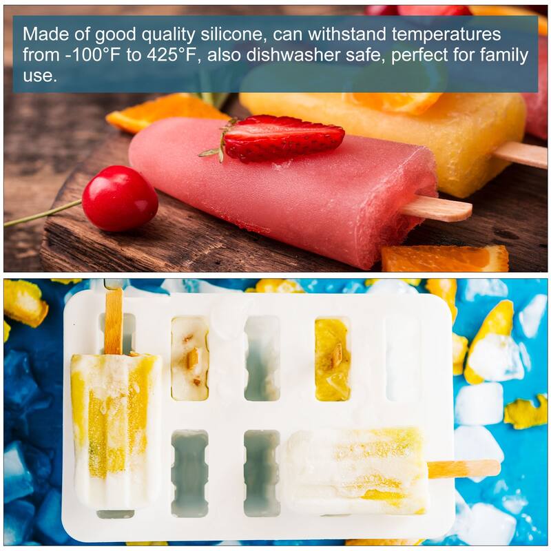 Silicone Ice Pops Molds 10Pcs, with Sticks Funnel and Cleaning Brush