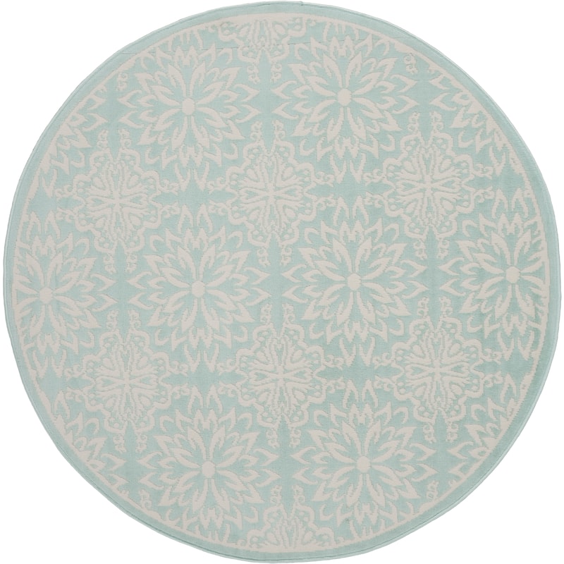 Nourison Jubilant Floral Medallion Area Rug - 5'3" Round - Aqua