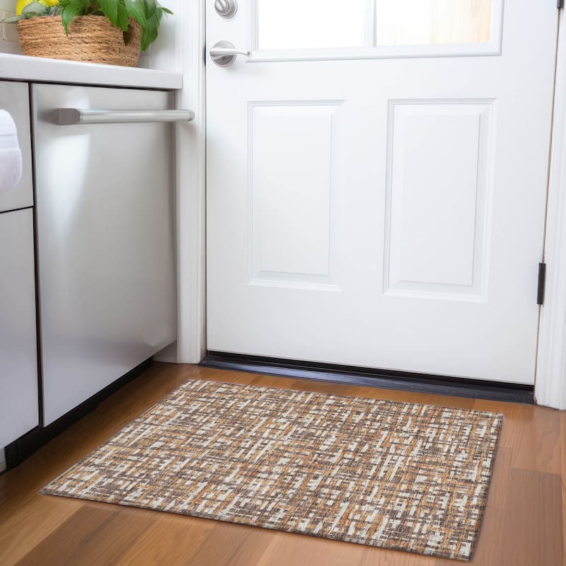 Premium Washable Super Soft Abstract Weave Mayfield Rug - Chocolate - 1'8" x 2'6"