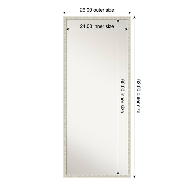 Bethany Non-Beveled Wood Framed Full-Length Floor Leaner Mirror - 26 x 62 in - Bethany Silver