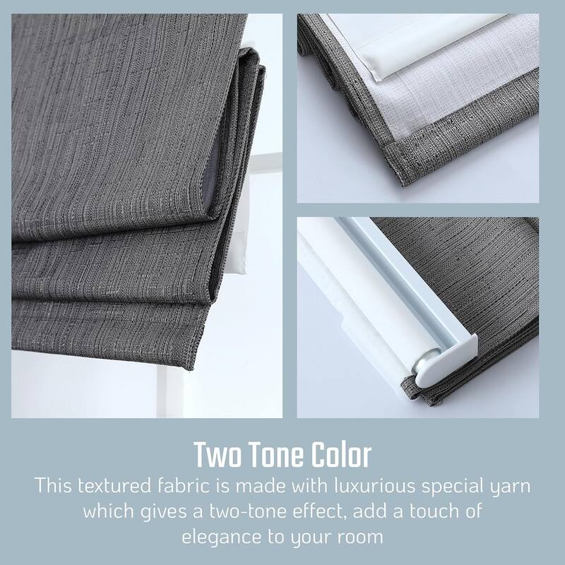 Cordless Room Darkening Roman Shades for Windows, Textured Woven Thermal Insulated Roman Blind
