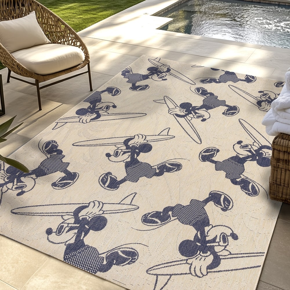 Disney Mickey Mouse Studio Modern Classic UV Protected Polypropylene Flatweave Indoor/ Outdoor Area Rug Collection