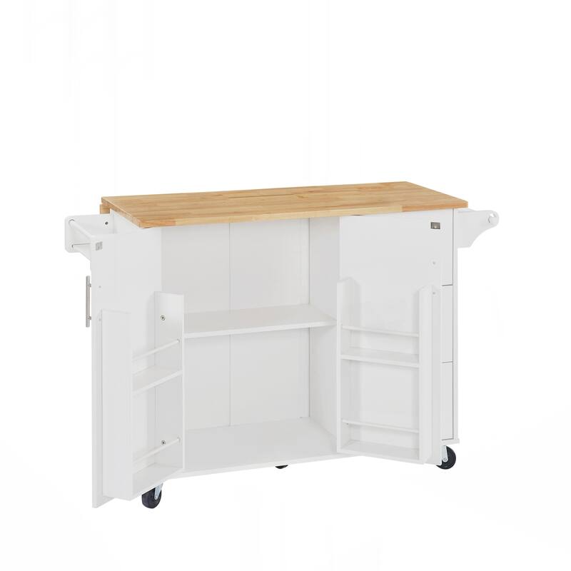 Kitchen Island with Drop Leaf Countertop, Rolling Kitchen Island Cart