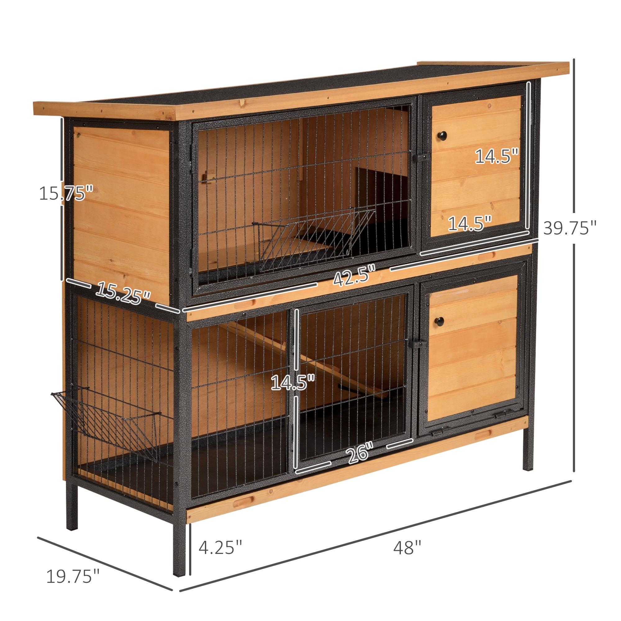 PawHut 48 2 Floor Large Rabbit Hutch Wooden Pet House Metal Frame Bunny Cage Small Animal Habitat Bed Bath Beyond 33561355