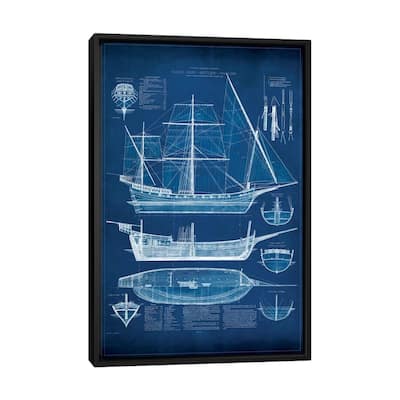 iCanvas "Antique Ship Blueprint I" by Vision Studio Framed Canvas Print