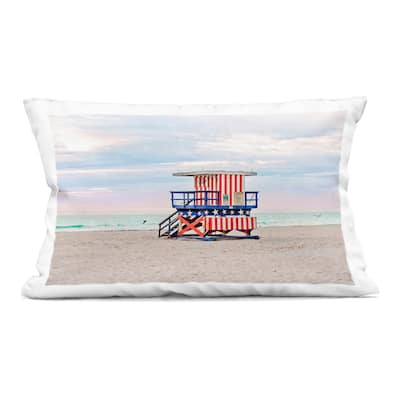 Stupell Patriotic Lifeguard Hut Decorative Printed Throw Pillow Design by Seven Trees Design