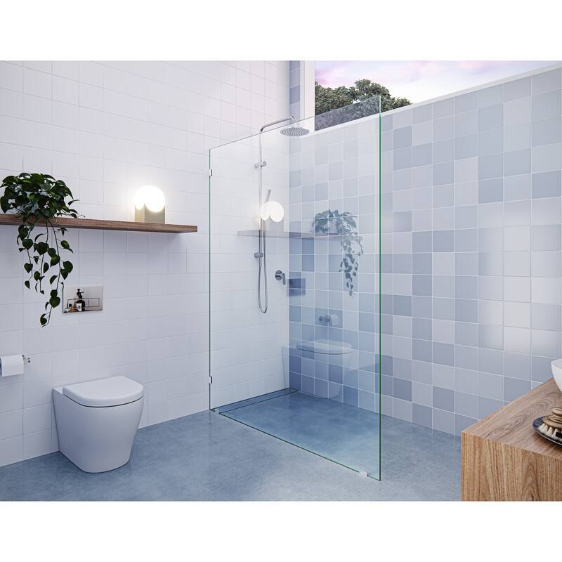 Glass Warehouse 78" x 55" Frameless Shower Door - Single Fixed Panel - Polished Nickel