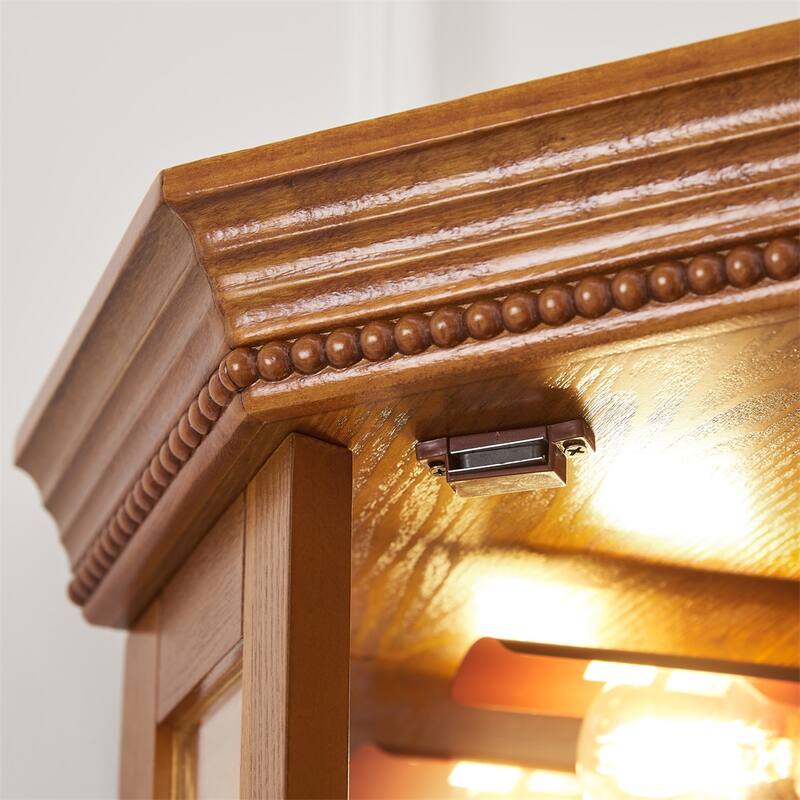 Corner Display Curio Cabinet with Glass Shelves (Bulb Not Included)