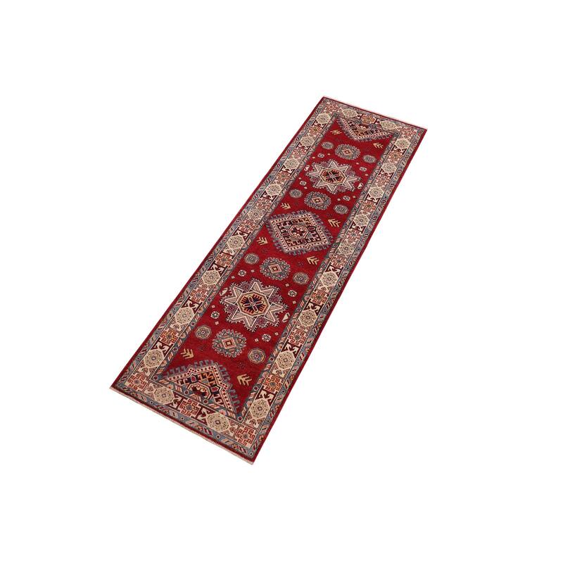Southwestern Super Kazak Soleil Red/Beige Hand Knotted Wool Runner - 2'7'' x 9'6''