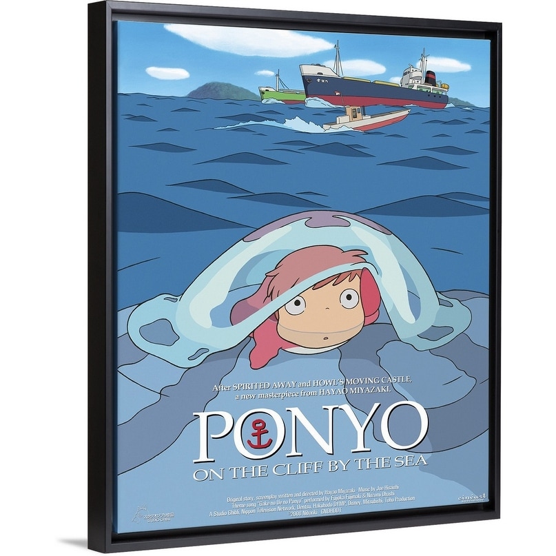 Shop Ponyo On The Cliff Movie Poster Belgian Black Float Frame Canvas Art Overstock 25510682