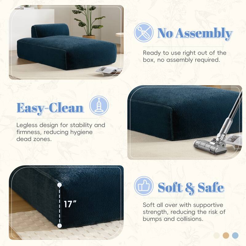 Roomfitters Left-Facing Modular Sofa with Foam-Filled Seat, Compressed Floor Couch for Living Room, No Assembly Needed