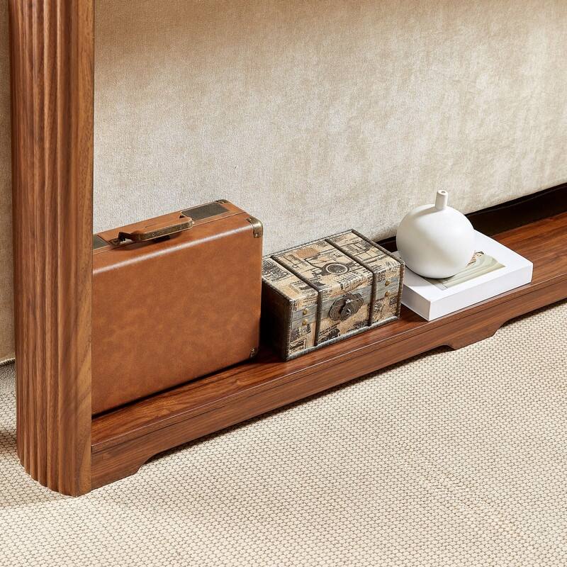 70.1" Narrow Wooden Sofa Table with Corrugated Texture for Entranceways and Living Room Décor