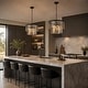 preview thumbnail 3 of 13, LNC Tifany Modern 4-Light Drum Colored Glass Chandelier for Dining Room Foyer - D 18" x H 15"