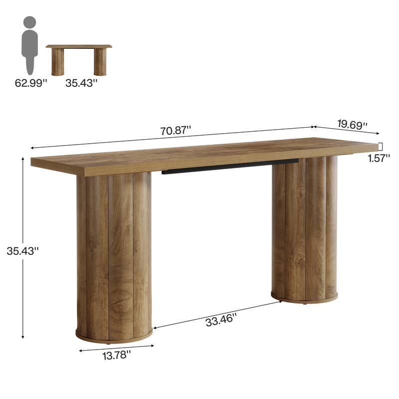 70.86" Sofa Console Table, Wooden Entryway Table for Hallway