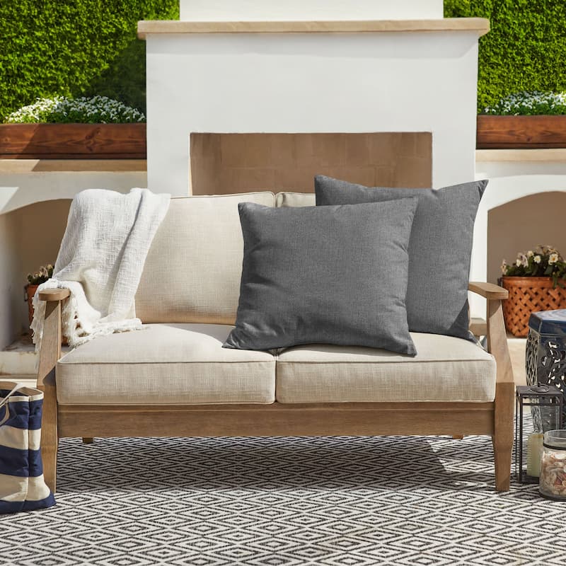 Sorra Home Sunbrella Outdoor Knife Edge Pillow Set of 2 - 24 in H x 24 in W x 6 in D - Revive Charcoal