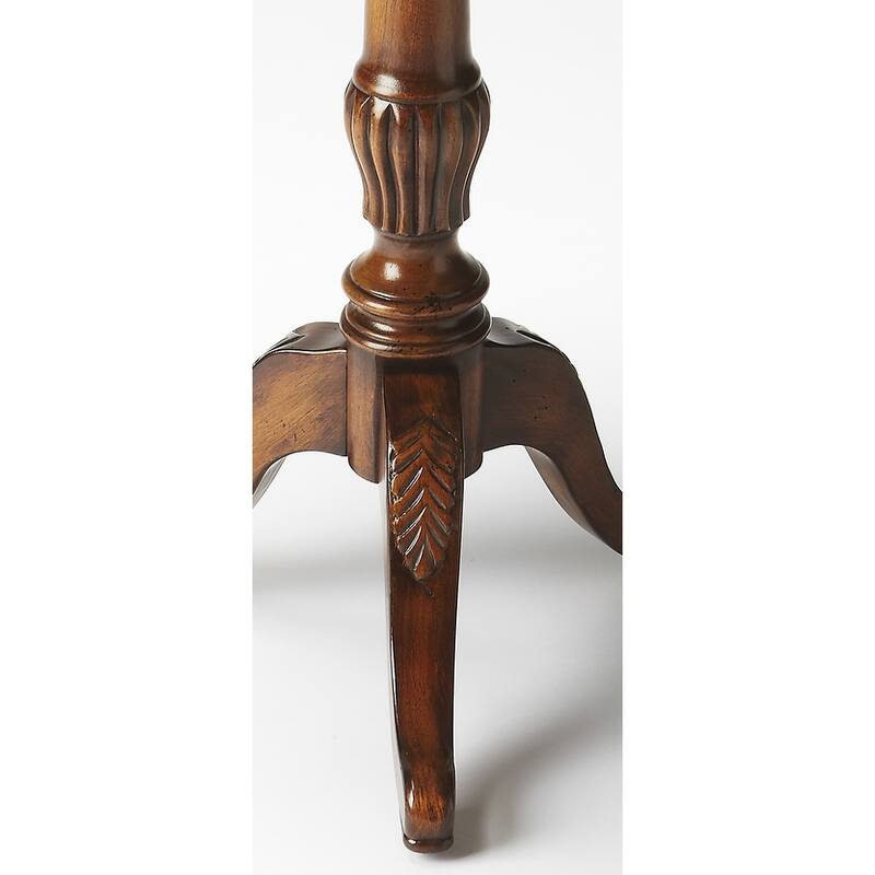 Dansby 20 in. W Round Wood Scalloped Edge Pedestal Side Table
