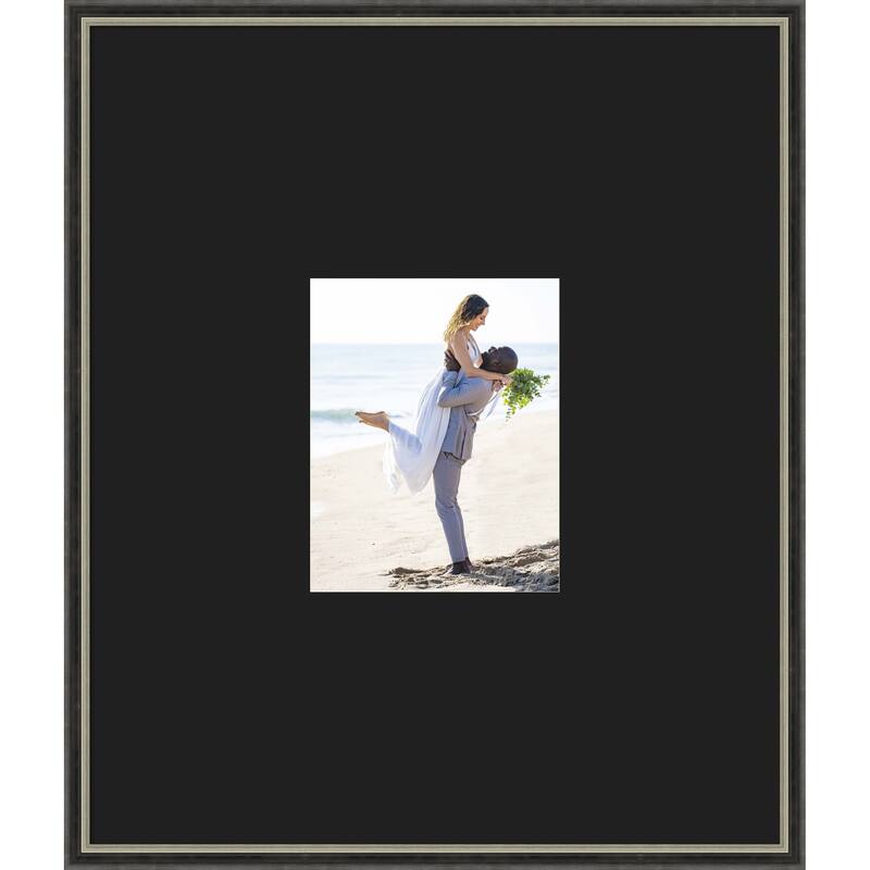 Theo Black Silver Narrow Framed Picture Frame, Photo Frame - 22x26 Matted Black 8x10 - Theo Black Silver Narrow