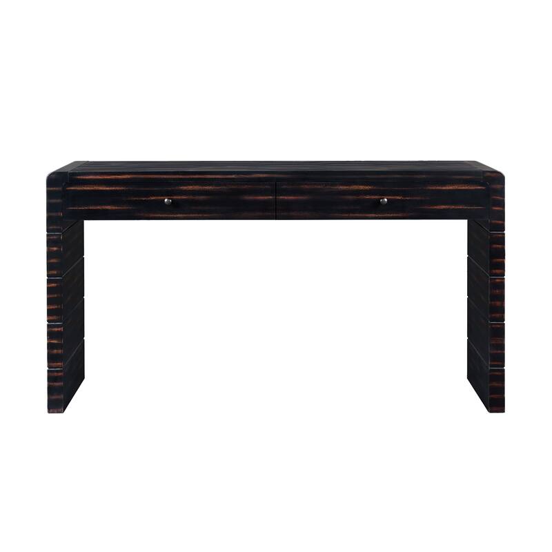 55" Farmhouse Console Table with Drawers & Shelf