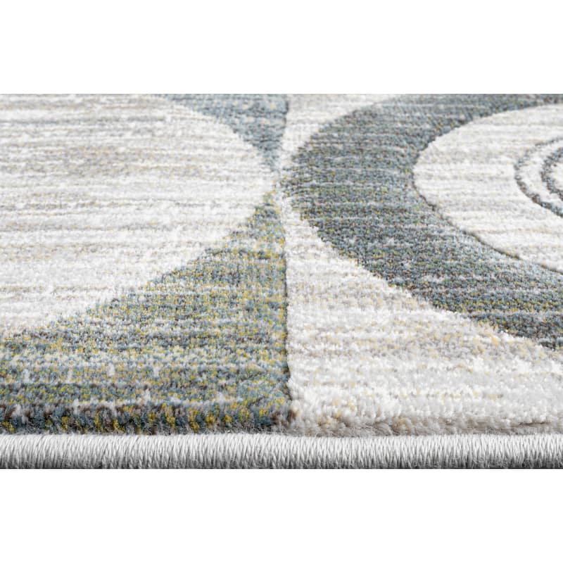Aubrey Green, Blue, Charcoal, Ivory and Gray Polyester Area Rug - 9' x 12'