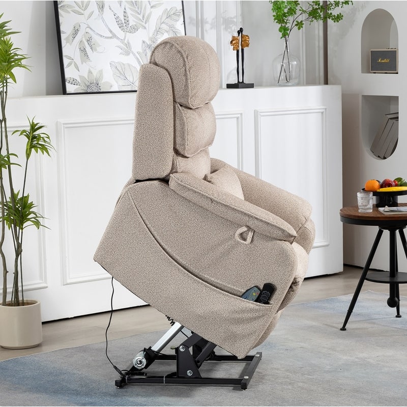 Deluxe Version Dual Motors Power Lift Recliner,Lay Flat 74.8 " Length,100% Polyester,Message/Heat,Eazy Assemble