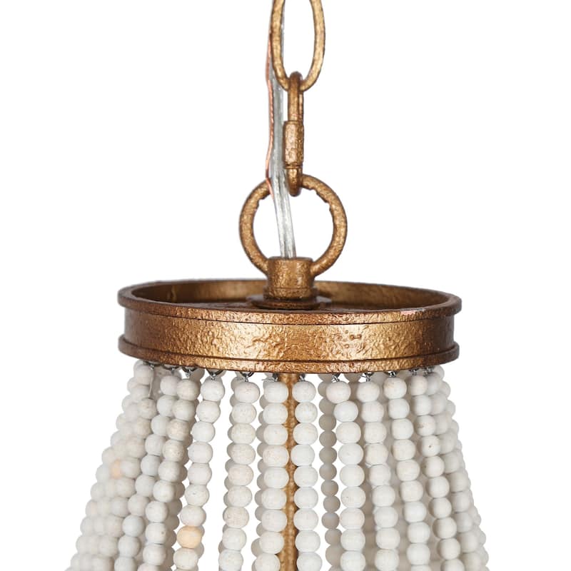 Renia Empire Glam 4-tier Beads Coastal Chandelier 3-light Gold/ Beige Dining Room Lights Stairwell Living Room