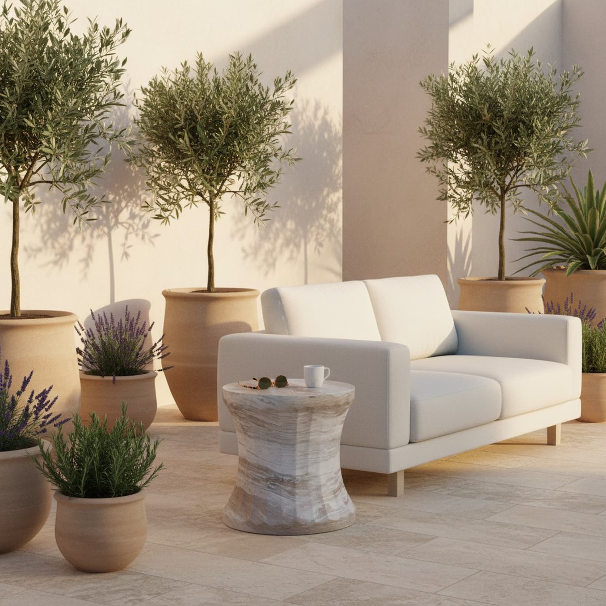 Terralune Indoor Outdoor Side Table in Oasis Concrete Finish