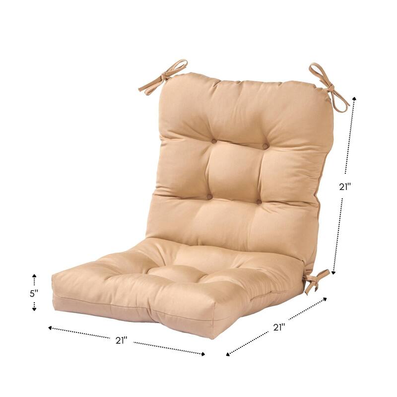 21 x 42-inch Solid Color Outdoor Seat/Back Chair Cushions (Set of 2) (Cushions Only)