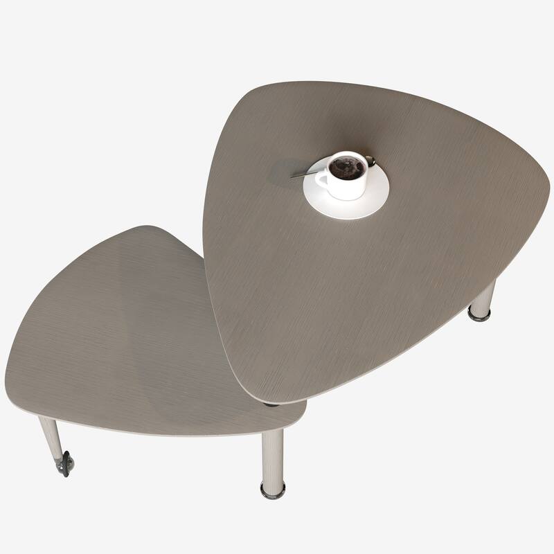 GDFStudio - Vesper 360 Degree Rotatable Nesting Coffee Table with Solid Rubberwood Legs