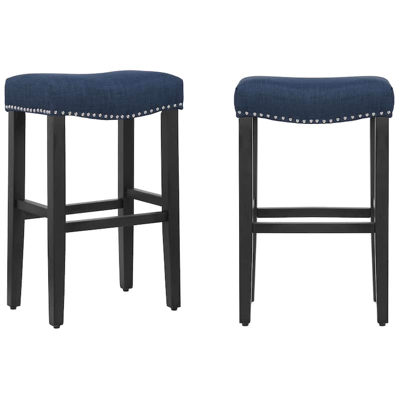 Jameson Upholstered Polyester Black 29 Inch Bar Stool (Set Of 2)