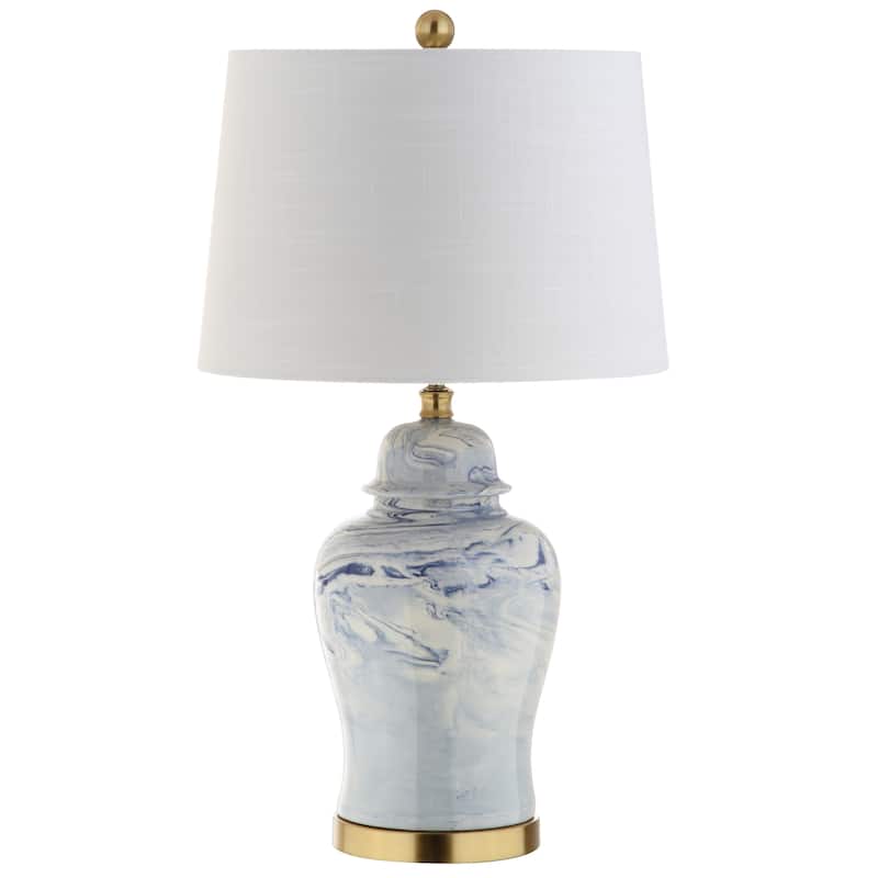 Clarke 26" Ceramic LED Table Lamp, Blue/White by JONATHAN Y