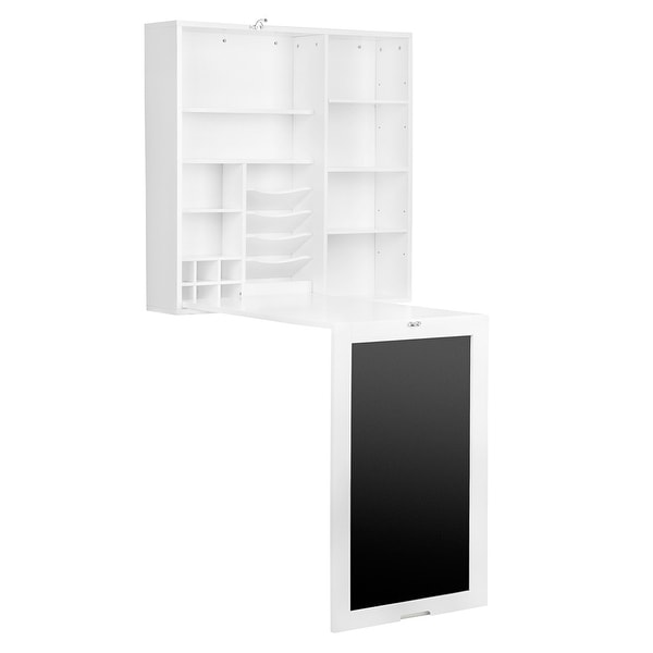 Utopia Alley White Fold-out Wall-mount Desk with Storage Cabinet