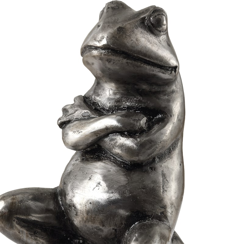 Uttermost Daydreaming Frogs Aged Silver Bookends, Set of 2 - 7'' H X 3.75'' W X 3.5'' D