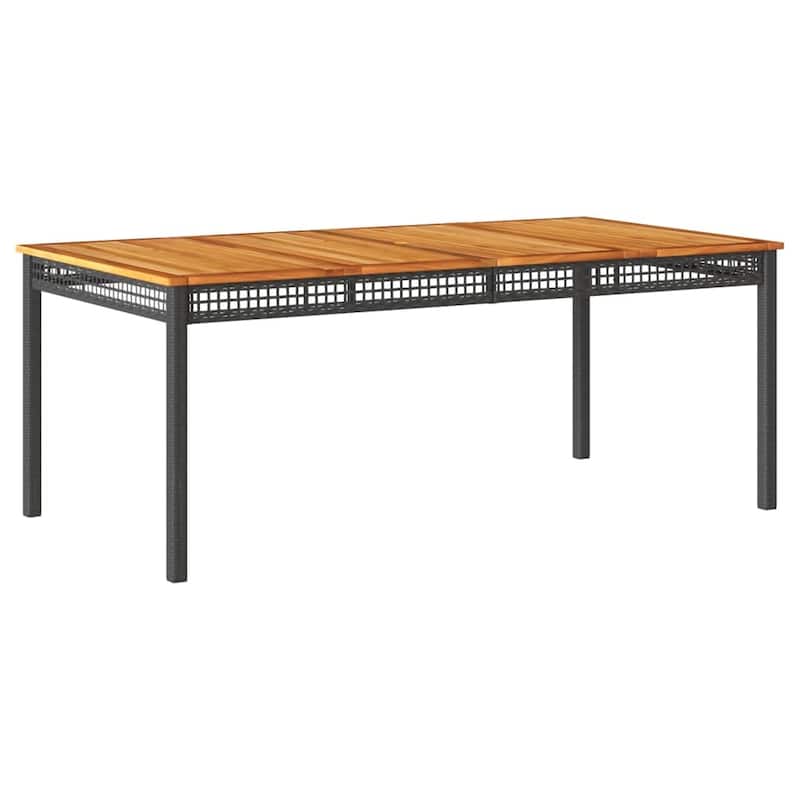 vidaXL Patio Table Furniture Outdoor Garden Backyard Poly Rattan Acacia Wood