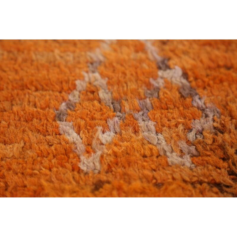 Orange Moroccan Runner Rug Handmade Tribal Wool Carpet - 3'3" x 9'8"