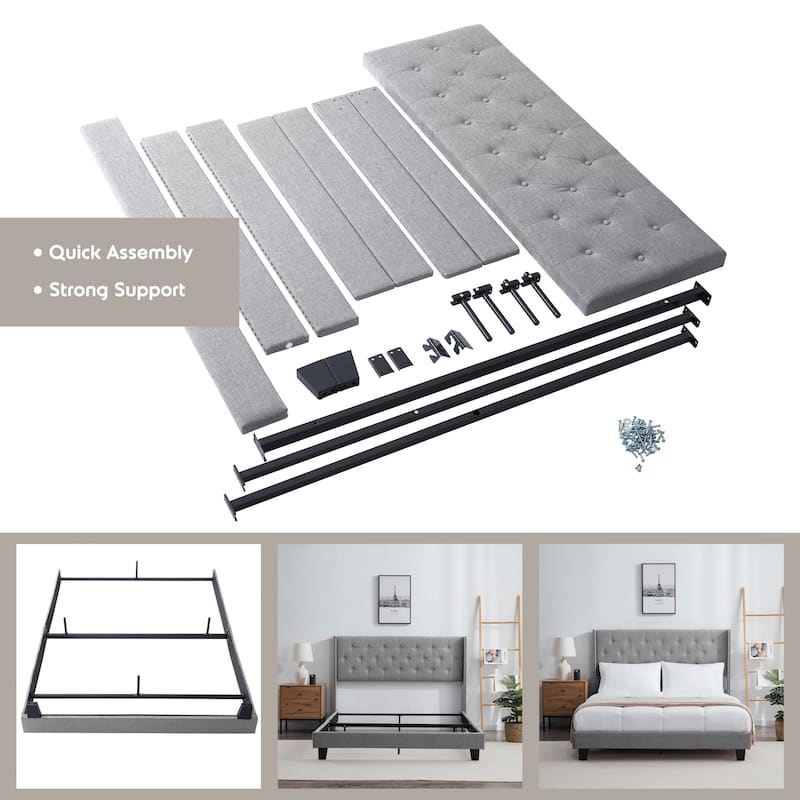 Nestl Wingback Diamond Upholstered Platform Bed
