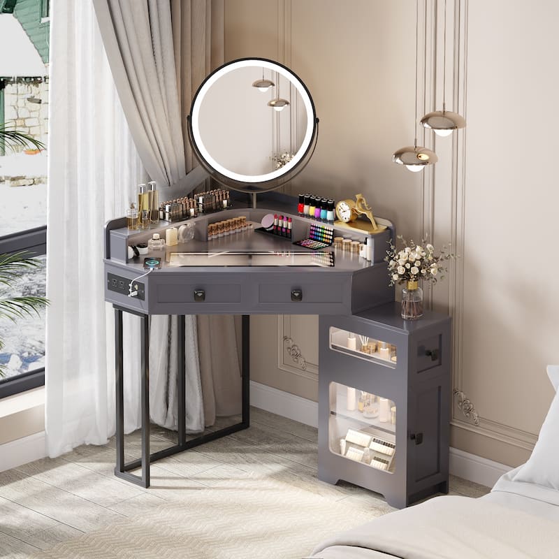 Corner Makeup Vanity With Mirror