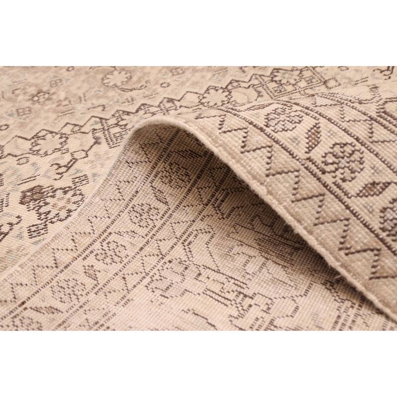 ECARPETGALLERY Hand-knotted Antalya Vintage Cream Wool Rug - 6'8 x 9'6