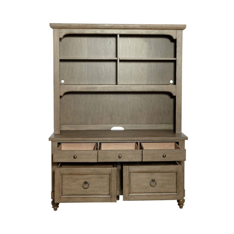 Americana Farmhouse Dusty Taupe Credenza and Hutch
