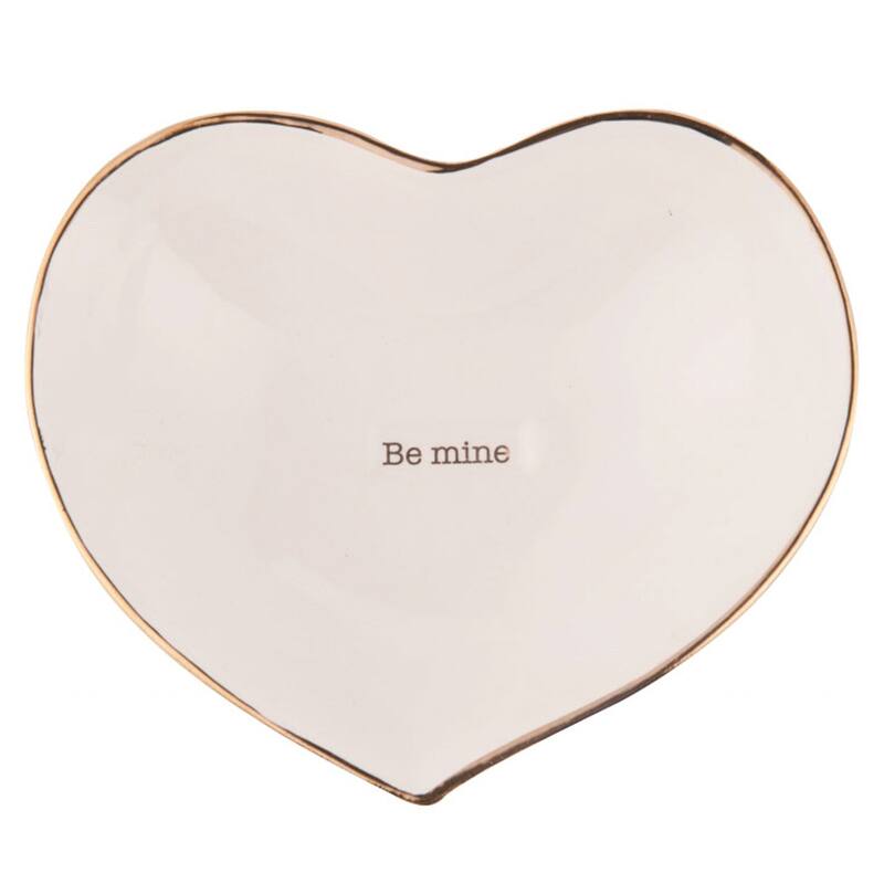 Transpac Dolomite 5.75 in. Off-White Valentines Day Heart Trinket Dish Set of 3