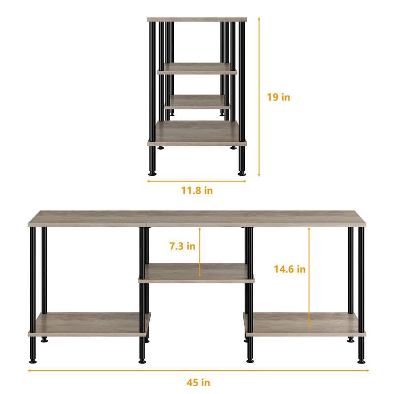 TV Stand for TVs, Entertainment Center with Open Storage Shelves, TV Media Console Table