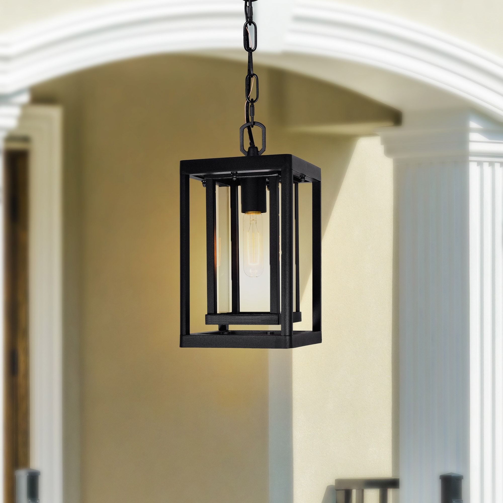 CWI Lighting Mulvane 1 Light Black Outdoor Pendant