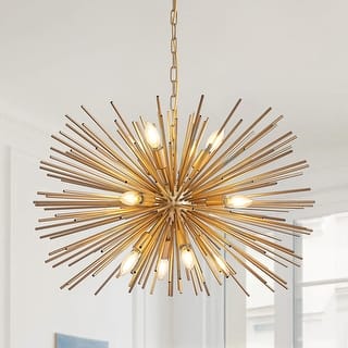 29" 12-Light Starburst Chandelier Gold Sputnik Pendant Light Fixture for Living Room, Dining Room(Bulb Not Included)