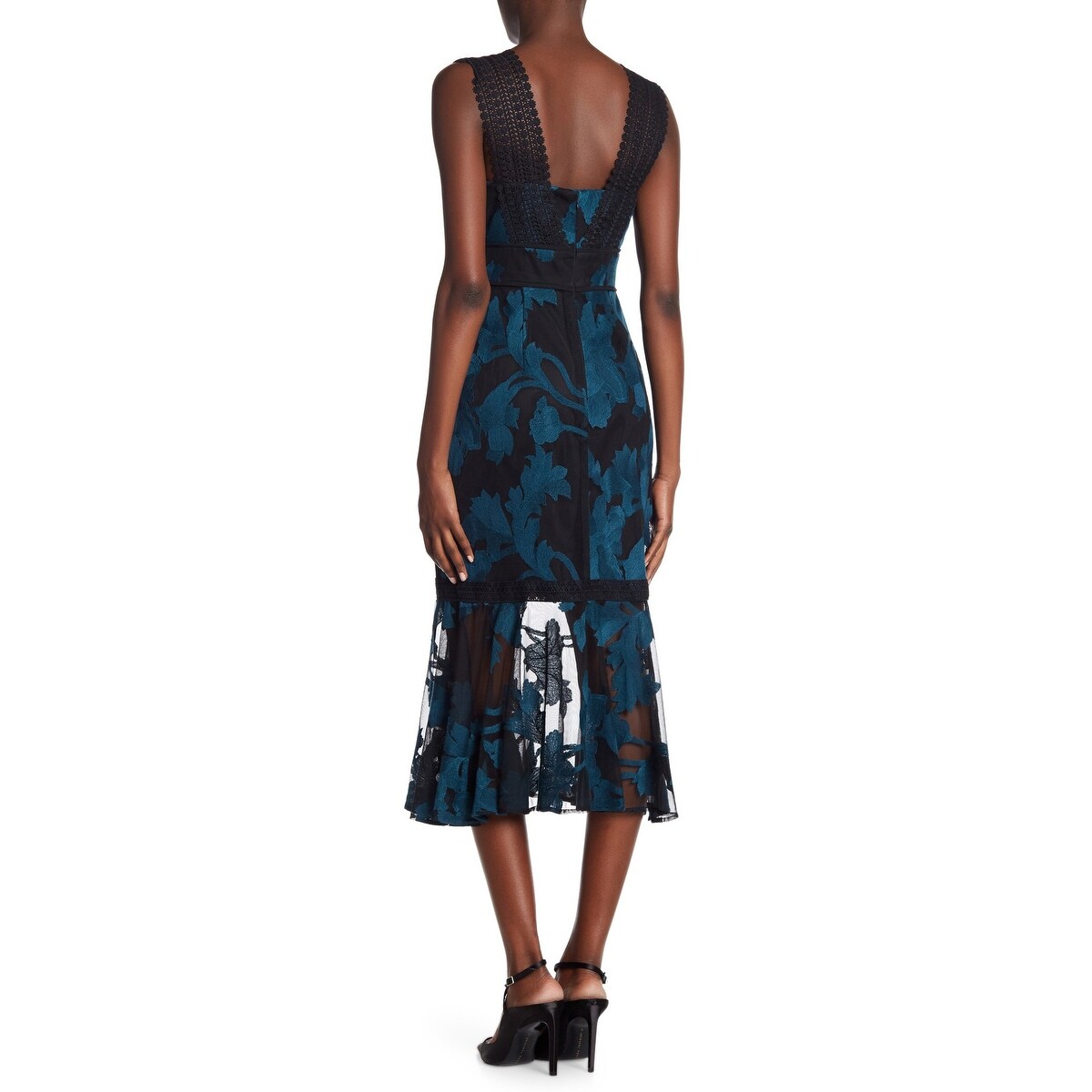 Shop Tahari By Asl Green Black Women S Size 4 Embroidered Mermaid Dress Free Shipping Today Overstock 27877312