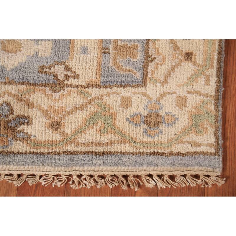 Gray Oushak Oriental Runner Rug Hand-Knotted Wool Carpet - 2'8" x 8'4"