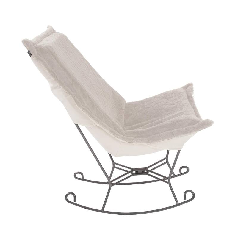Allan Andrews Scroll Puff Rocker with Titanium Frame, Angora Collection