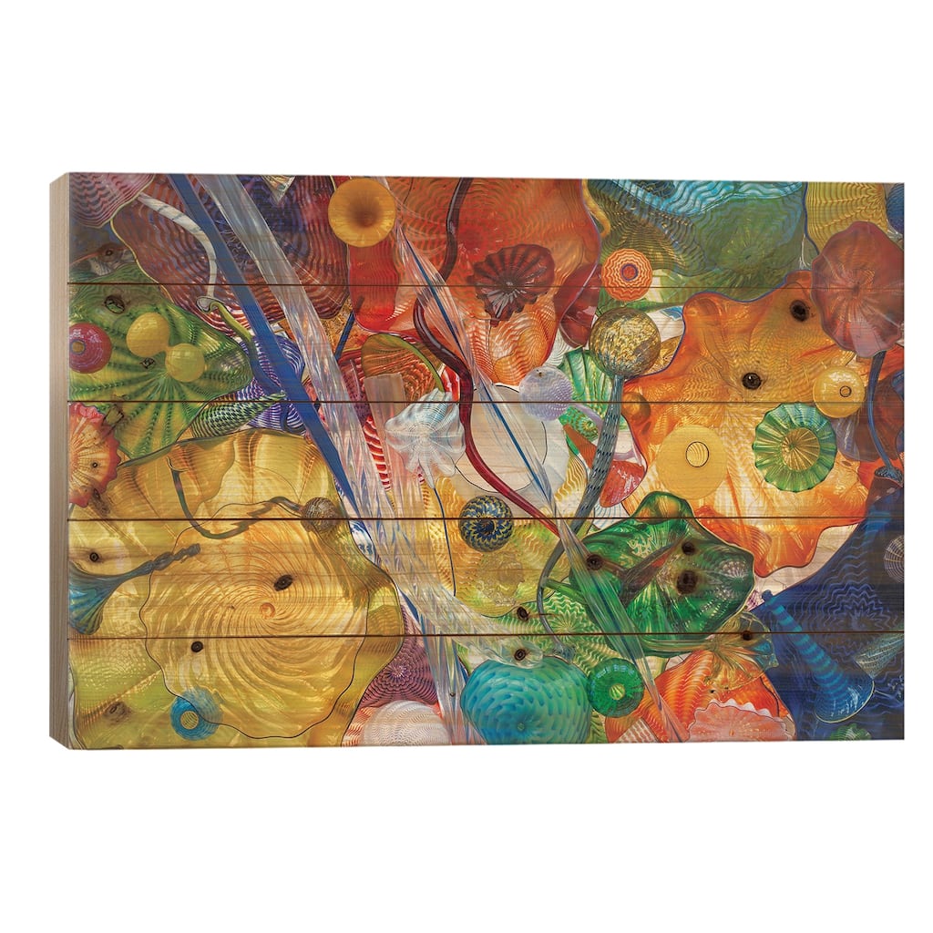 Glass Art Wall I Print On Wood by Louis Ruth - Multi-Color