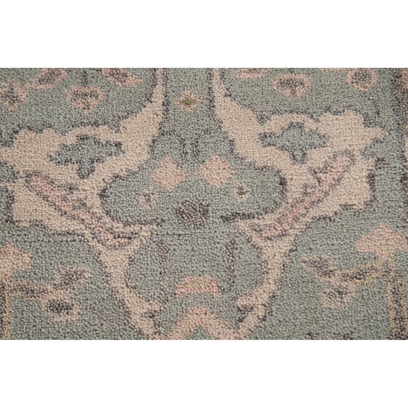 Green Oushak Indian Runner Rug Hand-knotted Wool Carpet - 2'6"x 9'11"
